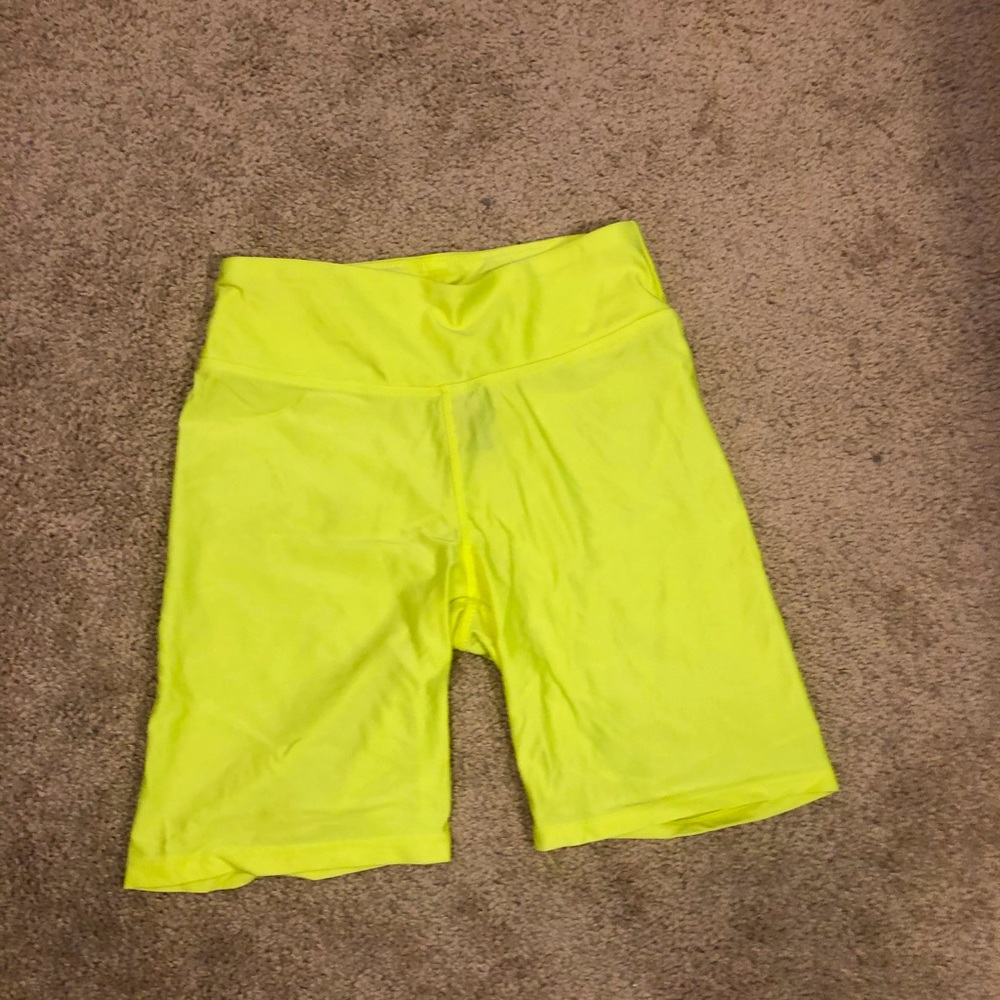 Neon Green/ yellow shiny biker shorts